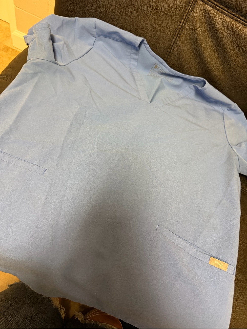 FIGS Light Blue V-Neck Medical Scrub Top